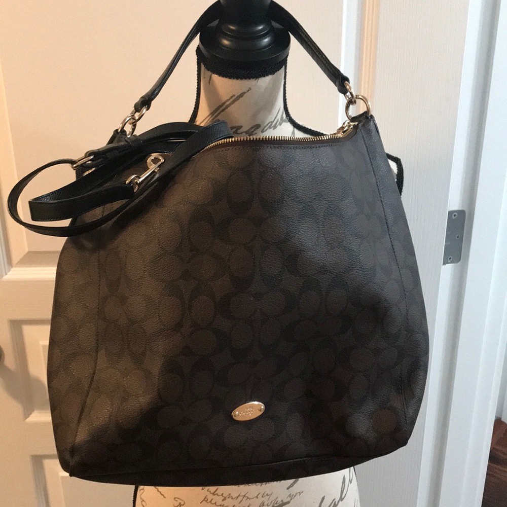 Used black and Brown coach Satchel gold Zipper